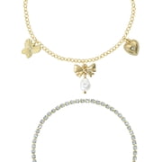 Celebrity Pink Women's Beaded Charm Bracelet with Bow Accent