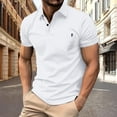 thumbnail image 2 of Afdoent Men's Polo Shirts Solid Color Versatile Male Leisure Loose Collar Button Open Collar Ribbed Sports Short Sleeve Shirt Breathable, 2 of 6