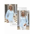 thumbnail image 5 of Button Down Shirts for Women Cotton Dress Shirts Collared Long Sleeve Wrinkle Free Blouse Tops Light Blue M, 5 of 8