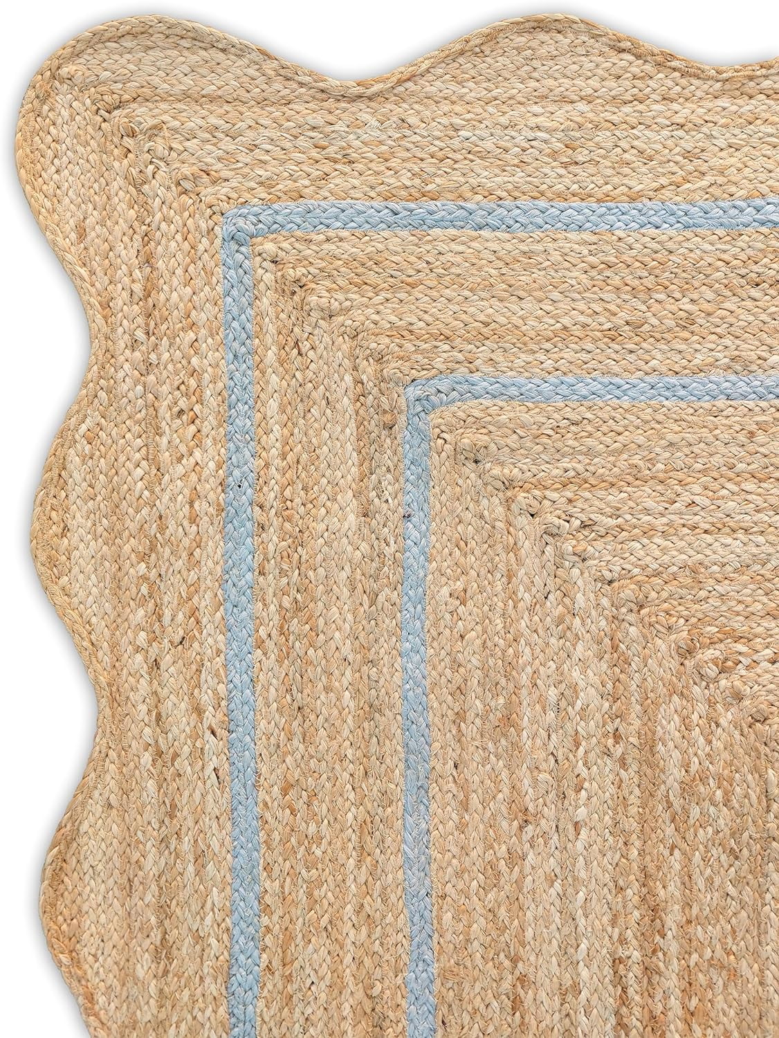 Weaving Village Wave Scalloped Natural Jute Rug Boho Jute Rug Entryway Runner Rug Farmhouse Scallop Rug, Gray (2'6"x18')