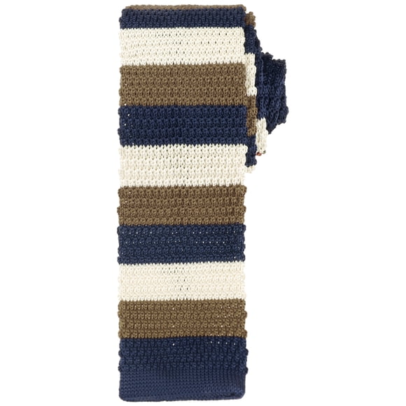 Corbatas de rayas planas y delgadas para hombres Inspire Chic, corbatas de punto para negocios informales en azul oscuro, beige y marrón, talla única