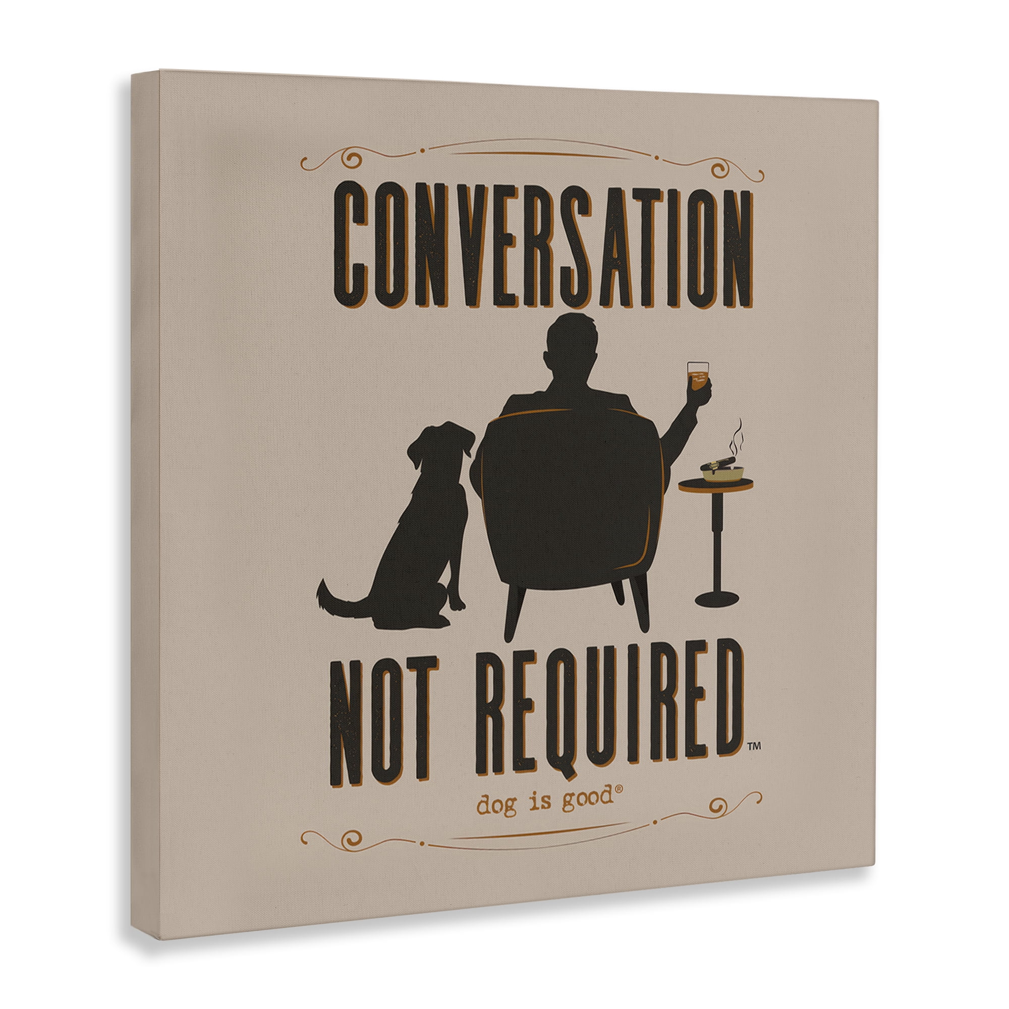 Stupell Industries No Conversation Dog Humor Animals Painting Wrapped Canvas Art Print Wall Art, 36 x 36