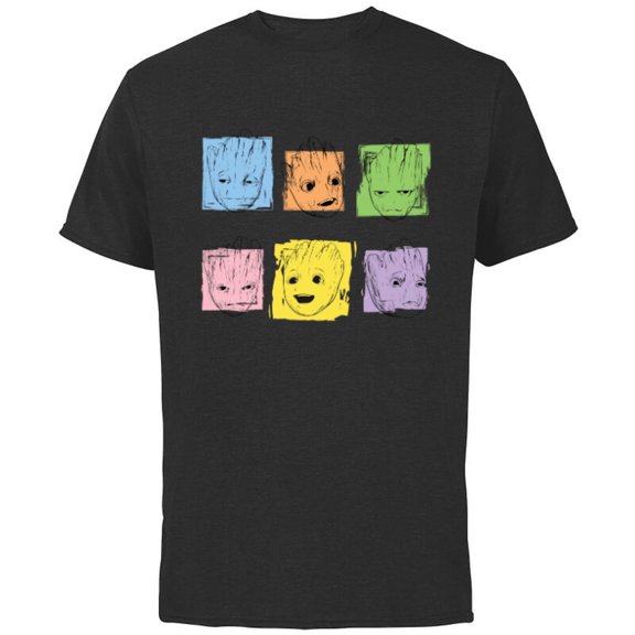 Marvel I Am Groot Guardians of the Galaxy Groot Color Moods - Short Sleeve Cotton T-Shirt for Adults - Customized-Black