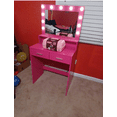 thumbnail image 5 of Vanity Desk with Mirror and Lights, Dressing Table with Large Drawer, 2 Level Storage Dresser & 3 Lighting Modes Adjustable Brightness, Suitable for Bedroom(Rose Pink), 5 of 12