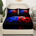 thumbnail image 3 of Kids Gamer Bed Sheets Set Twin for Boys, Gaming Sheet Set for Girls Kids Cool Video Game Black Fitted Sheet Blue Red Geometric Honeycomb Flat Sheet for All Season Gamepad Home Decor Bedding Set, 3 of 6
