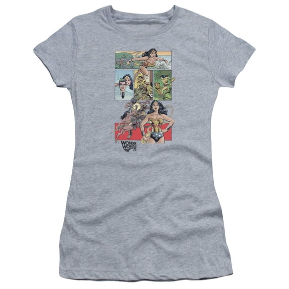 Wonder Woman - Ww75 Comic Page - Juniors Teen Girls Cap Sleeve Shirt - X-Large