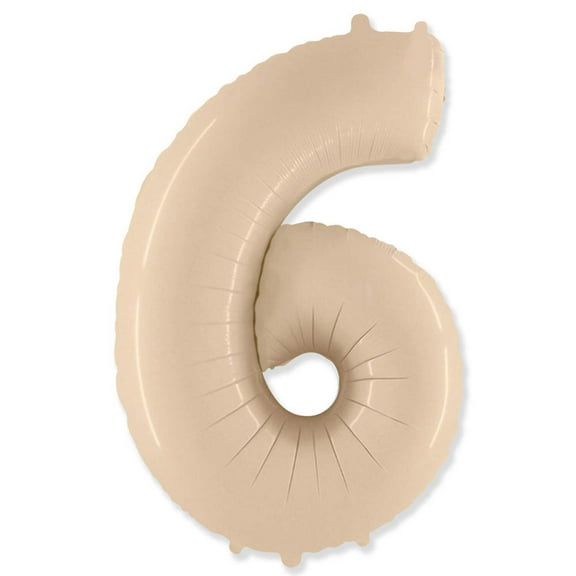 42 inch Number 6 - Party Brands - Satin Cream Foil Mylar Balloon - Party Supplies Decorations