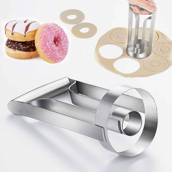 Bxaolu Donut Cutter, 3.1 inch Stainless Steel Doughnut Cutter with Good Grip Handle, Professional Baking Dough Tools for Making Perfect Donuts, Bagels, Cookies, Biscuits, and More
