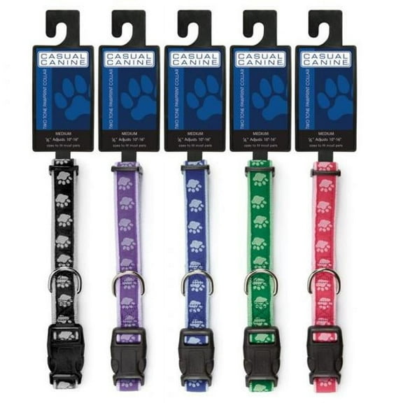 CC TwoTone Pawprint Collar 10-16In Blk