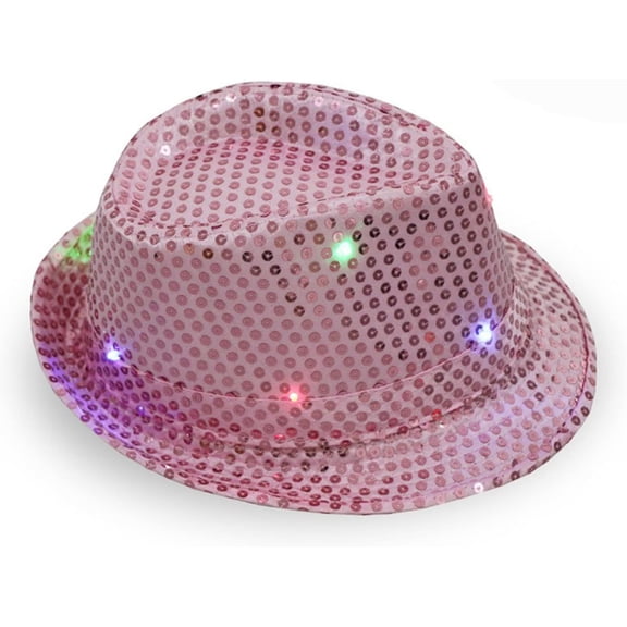 LINLIN LED Hat Light Up Hat, LED Luminous Jazz Hat, Unisex Light Up Sequin Fedora Hat for Men & Women