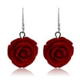 thumbnail image 3 of Gem Stone King 20MM 925 Sterling Silver Red Simulated Coral Carved Rose Flower Earrings, 3 of 5
