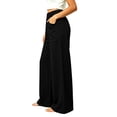 thumbnail image 6 of Women's Soft Cotton Loose Straight Leg Pants with Elastic Waist, Casual Wide Leg Trousers with Side Pockets, Tummy Control, Summer Breathable, Work Lounge | TruHer,Black XL, 6 of 8