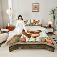 thumbnail image 3 of jejeloiu Old Farm Chicken Queen Comforter Set,Rustic Farmhouse Cabin Bedding Sets,Oil Painting Apples Bedding Comforter Set,Ultra Soft Bedroom Decoration Reversible,3-Piece, 3 of 7