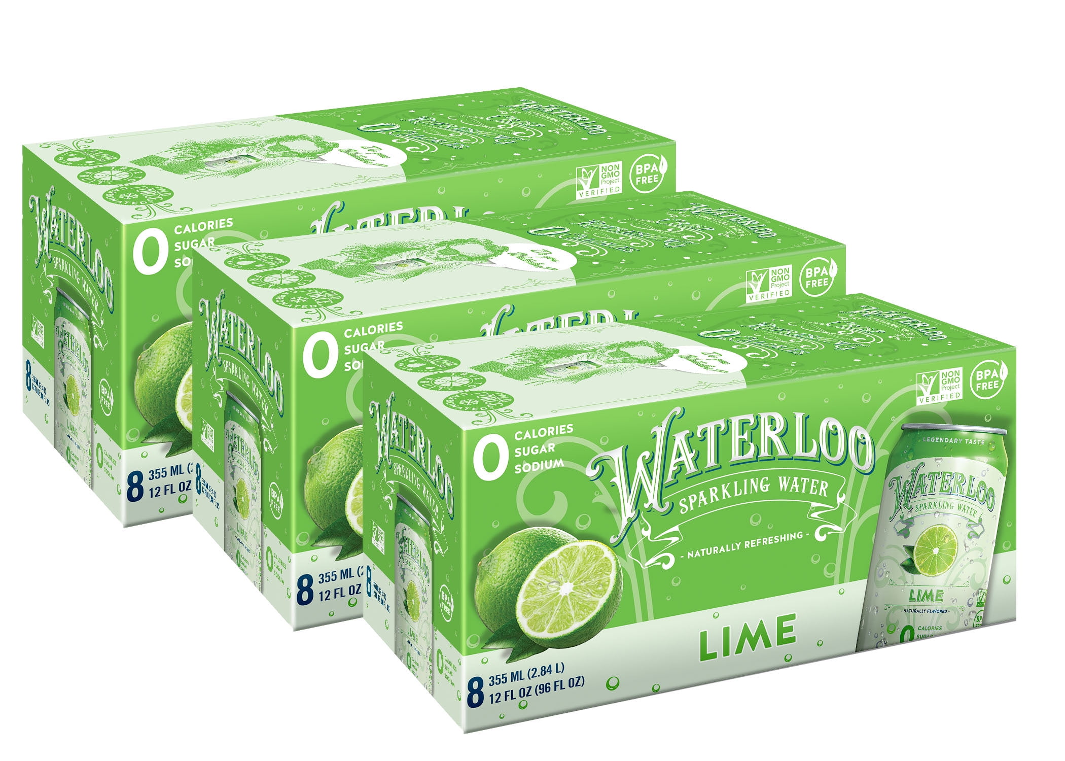 Waterloo Sparkling Water, Lime, 12 Fl Oz, 24 Ct