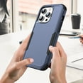 thumbnail image 4 of ELEHOLD Hybrid Case for iPhone 16 6.1" Rugged Shockproof Anti-Scratch Anti-Fingerprint Protective Hard PC Cover Support Wireless Charging for iPhone 16 - Blue+Black, 4 of 6