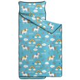 thumbnail image 2 of Unicorn and Flower Blue Pattern Teens Toddler Nap Mat with Pillow, Sleeping Mat Bag for Preschool Daycare 59"x22", 2 of 6
