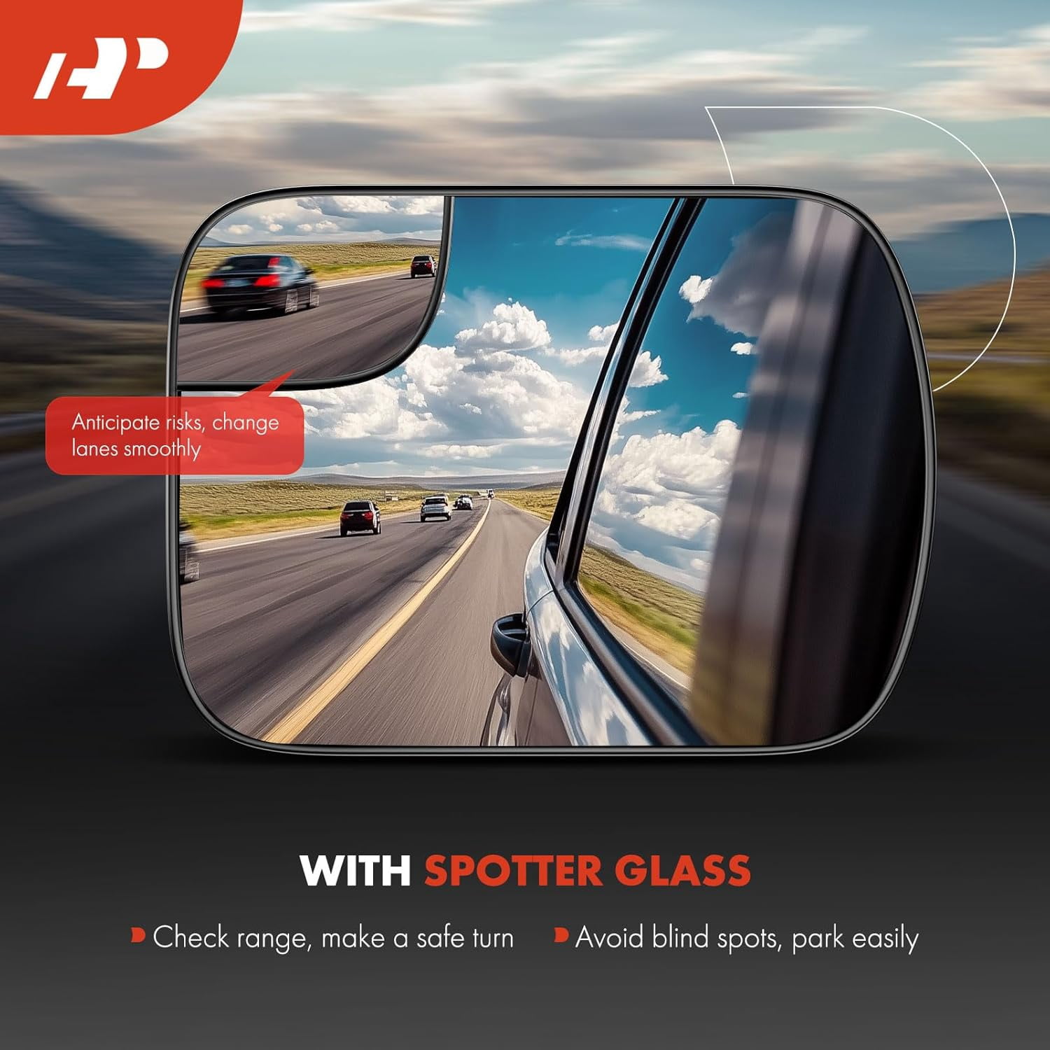A-Premium Left Driver Side Non-Heated Mirror Glass with Backing Plate - Compatible with Nissan NV200 2015-2021 & Chevrolet City Express 2015-2018 - Exterior Side View Flat Mirror