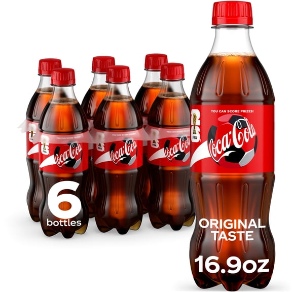 Coca-Cola Soda Pop Bottles, 16.9 fl oz, 6 pack