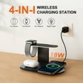 thumbnail image 2 of 4 in 1 Charging Station,MagSafe Wireless Charger with Three Level soft Night Light,15W Wireless Charging for iPhone 12 and above series,for iWatch Series,for AirPods,USB-C Charger Included,Black, 2 of 9