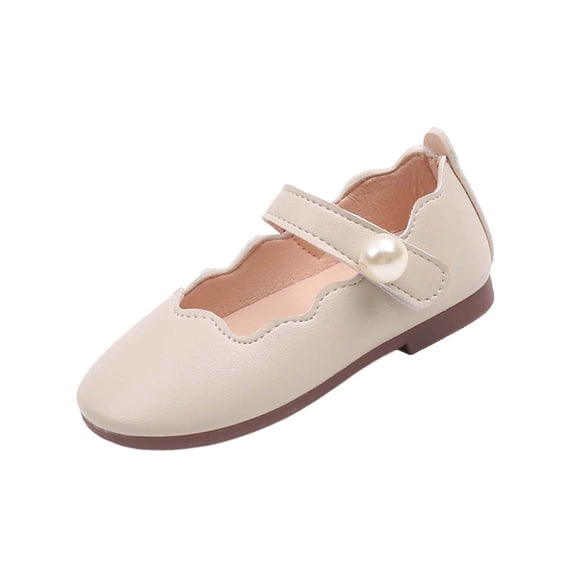 FAHXNVB Girls Pearl Mary Jane Shoes Solid Color Soft Sole Dress Shoes Wedding Birthday Party Summer Elegant Casual Shoes 1-6 Years
