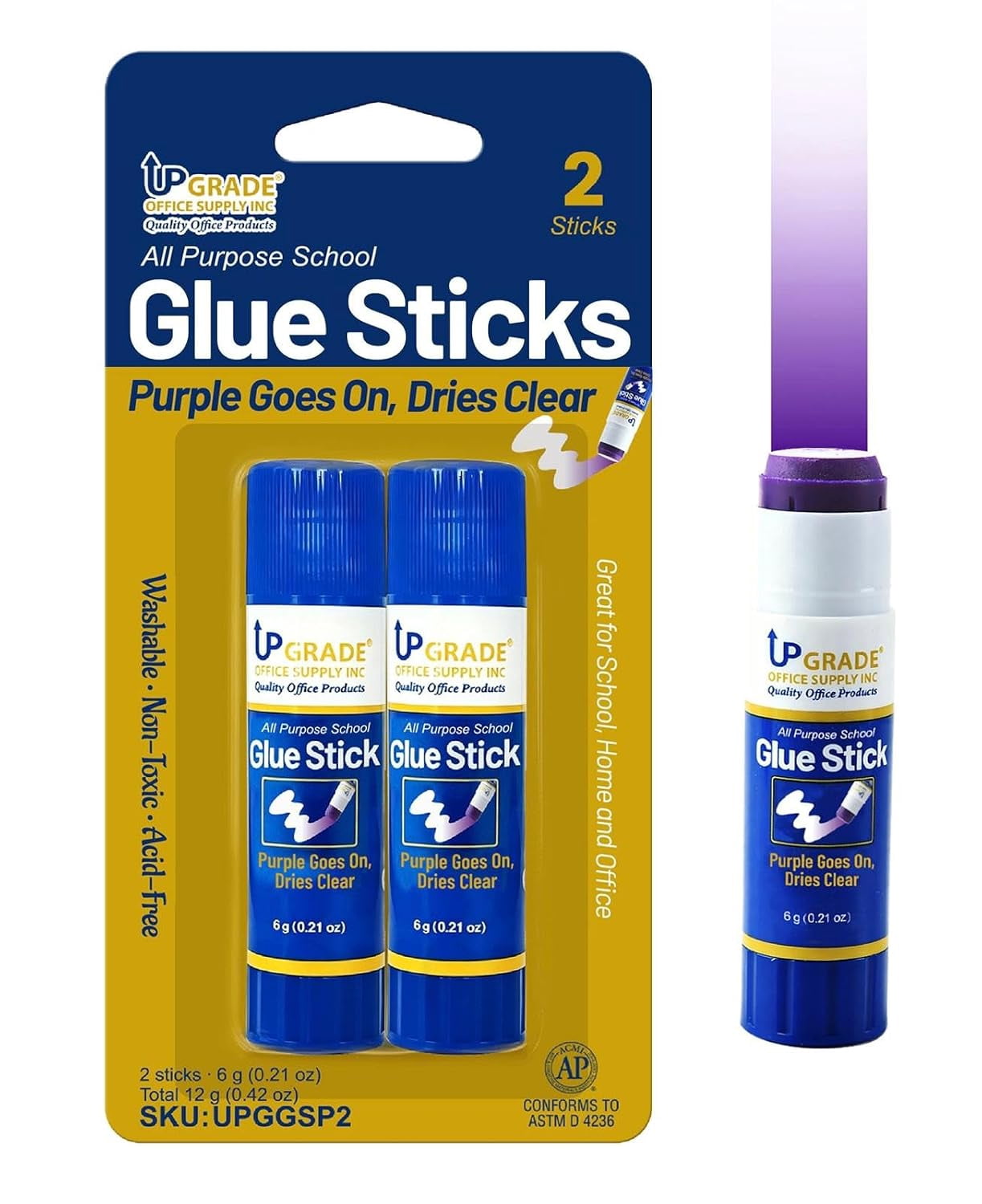 Cra-Z-Art Washable Disappearing Purple Glue Sticks 2 Count 1.5oz