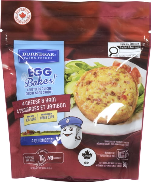 EGG BAKES! CRUSTLESS QUICHE 4 CHEESE & HAM 340G, EB CRSTLSS QCHE 4 CHSE HAM
