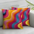 thumbnail image 3 of PIKWEEK Akame Retro 70s Pink and Orange Swirls Throw Pillow Covers Cozy Square Throw Pillow Case Home Decorative for Bed Couch Sofa Living Room Cushion Cover 18inchX18inch,Geometric, One Size White, 3 of 7