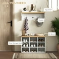 thumbnail image 4 of REKHH 2-in-1 Coat Rack Shoe Bench Set, 5-Hook Hall Tree with Bench and Shoe Storage for 9 Pairs of Shoes for Entryway, Hallway, White, 4 of 7