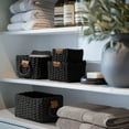 thumbnail image 3 of Small Wicker Baskets for Organizing, Recycled Paper Rope Storage Basket Container Bins for Shelves Bathroom Cupboards Drawer, Decorative Square Basket Organizer Set of 3, 3 of 6