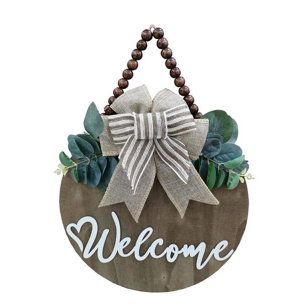 Cartel colgante de madera CondorPasea 3D Welcome, 30 cm, para puerta de entrada