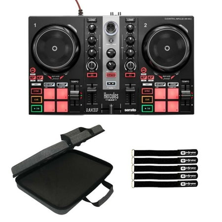 Hercules DJCONTROL INPULSE 200 MK2 2-Channel DJ Controller with Multipurpose Padded Utility Case Package