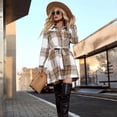 thumbnail image 5 of Women's Fall Mini Dresses Button Down Long Sleeve Plaid Belted Casual Short A Line Shirt Dress 2025, 5 of 9