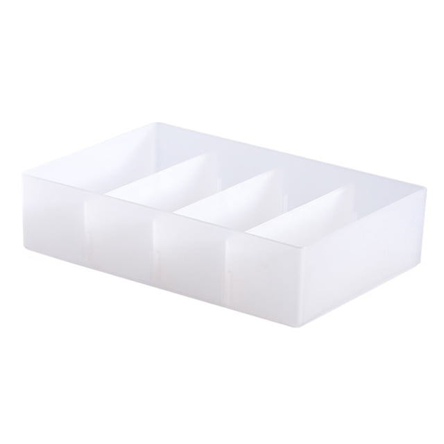 Organizador De Cajones Divididos De 4 Secciones, Contenedor Organizador Dividido De Plástico Translúcido Apilable Con Partición Extraíble Para Oficina, Escritorio, Cocina,