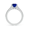 thumbnail image 2 of ANGARA Lab Grown 2 Ct Blue Sapphire Engagement Ring with Milgrain for Women in 14K White Gold (Size-9x7mm) | September Birthstone, Anniversary, Jewelry Gift for Women | Lab-Grown Blue Sapphire Ring, 2 of 8