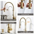 thumbnail image 5 of Wowow 20.7 in.Single Handle Convenient Pull Down Sprayer Kitchen Faucet in Gold and Chrome with Soap Dispenser, 5 of 7