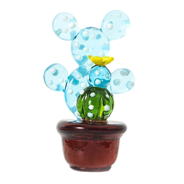 Mesa de cactus de vidrio hecha a mano Suculenta europea Mini en maceta Figuras lindas creativas Artesanía Bonsai para oficina Novia Jardín Hogar año 4 Sunnimix Tablero de cactus