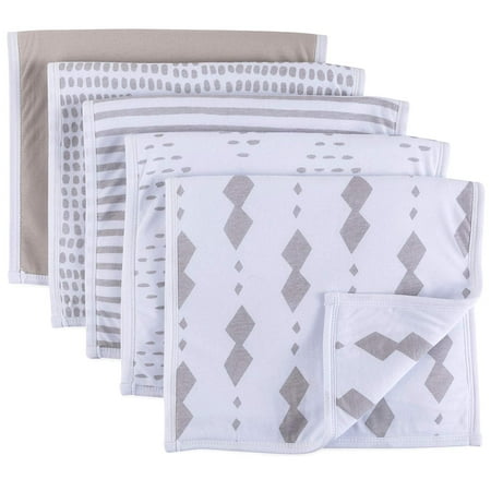 UPC: 0857231008325 | Reversible Burp Cloths I Taupe Collection – 5 Pack I Absorbent with a Fleece Lining