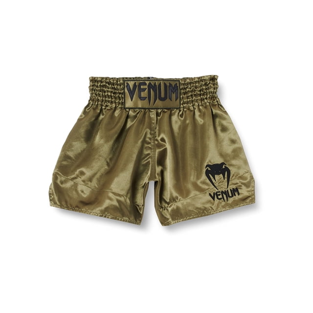 Shorts de Muay Thai Venum Clásicos Caqui Negro XS