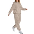 thumbnail image 5 of Nokdvo 2 Piece Sets for Women Winter Lounge Hoodie Oversized Hooded Sweatshirts Jogging Sweatpant Fashion Sweatsuits Set Beige M, 5 of 5
