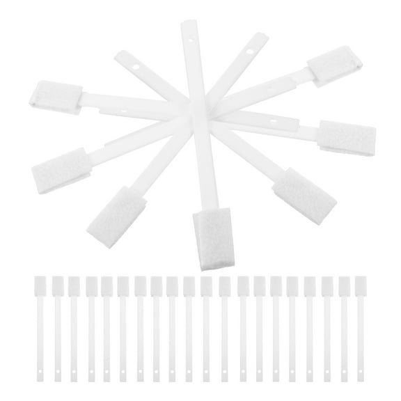 Minkissy 30Pcs White Long Handle Cleaning Brush Disposable Detail Tool for Bathroom and Kitchen Use