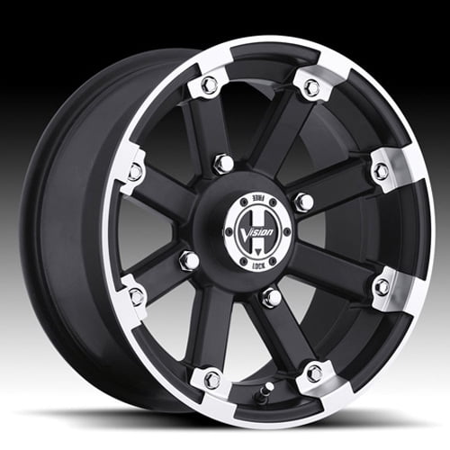 12x7 Vision 393 Lockout Matte Black Mach Lip UTV Wheel 4x115 (2.5mm)