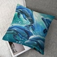 thumbnail image 7 of Creowell Dolphin Throw Pillow Cover , Underwater World Pillow Cover for Bed Sofa, Cute Marine Life Decorative Pillow Cover, Blue Wave Decor Cushion Cover Ocean Theme Bedroom Decor White, 7 of 7