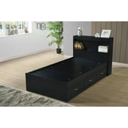 Hodedah Twin-Size Captain Bed with 3-Drawers and Headboard in Black