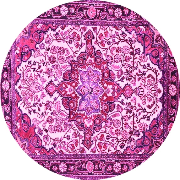 Ahgly Company Indoor Round Medallion Pink Traditional Area Rugs, 3' Round