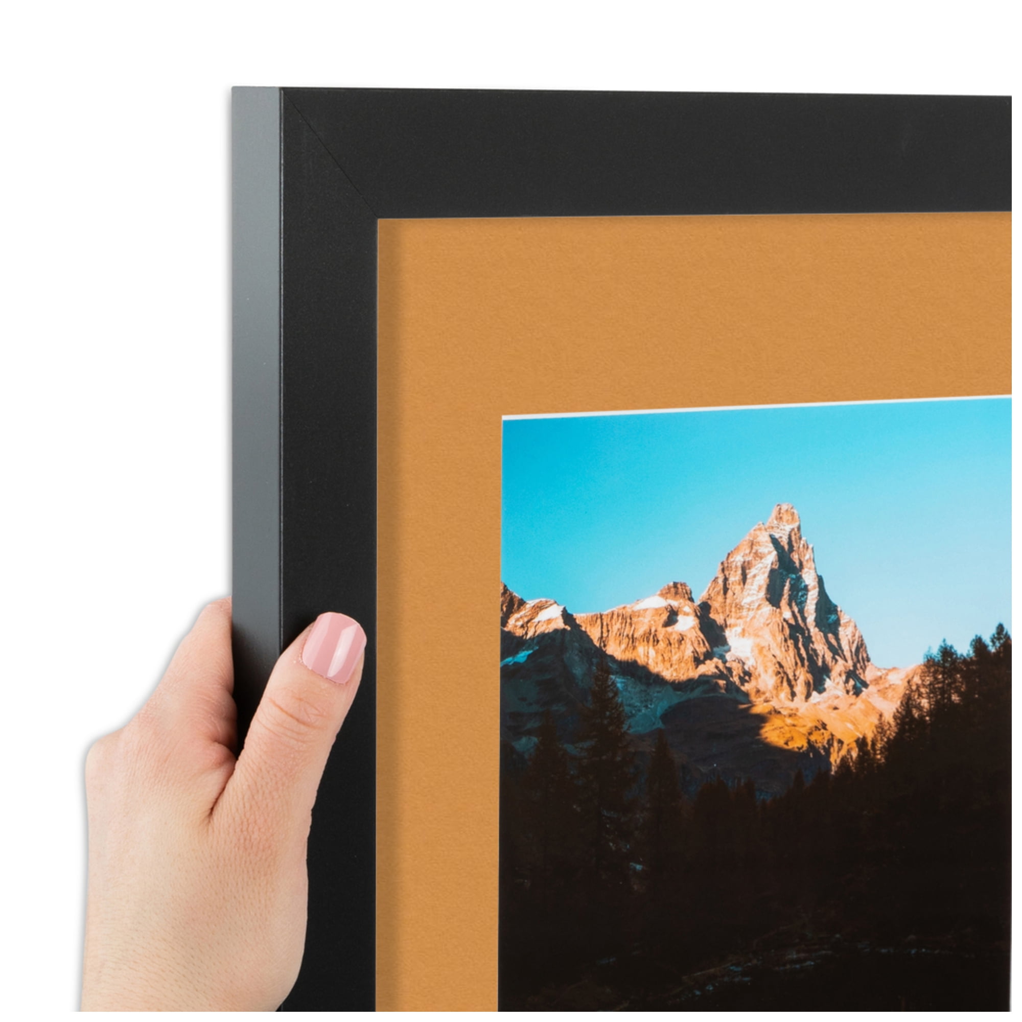 ArtToFrames Collage Photo Picture Frame with 1 - 8x10 and 2 - 5.5x8.5" Openings, Framed in Black with Amber and Black Mats (CDM-3926-124)