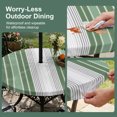 thumbnail image 5 of Round Outdoor Tablecloth with Umbrella Hole and Zipper, Sage Green Grey Stripe Tablecloth with Elastic Waterproof, Farmhouse Simple Striped Patio Table Covers for 36" - 44" Picnic Pool Tables, 5 of 9