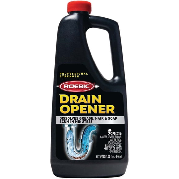 Roebic Pro Strength Liquid Drain Opener - Clog-Free - 32 Oz Liquid