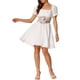 thumbnail image 2 of INSPIRAR CHIC Vestido Mini de Corsé para Mujeres Cuello Cuadrado Manga Corta Vestidos de Parches Fruncidos M Blanco, 2 of 6