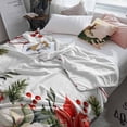 thumbnail image 3 of Merry Christmas Throw Flannel Blanket 50x80In Red White Flowers Green Leaf Country Super Soft Cozy Bed Blanket, Lightweight Plush Fuzzy Bed Throw for Bedroom Sofa Couch Living Room, 3 of 4