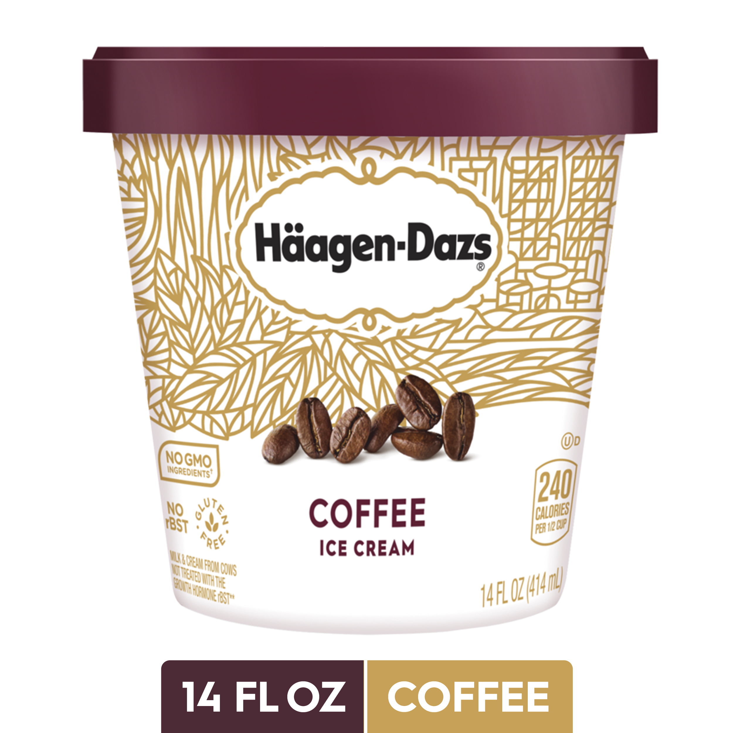 HAAGEN-DAZS Ice Cream, Coffee, 14 Fl. Oz. Cup | No GMO ...